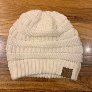 Cream White CC Beanie